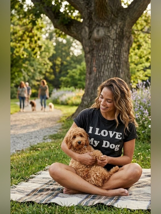 Recycled Karma Tops - ❤️🐶NWT Recycled Karma "I LOVE MY Dog Graphic Tee" Dark Gray🩶w/ White🤍Font SMALL